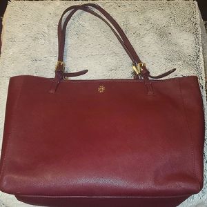 Tory Burch York Buckle Saffiano Tote - Burgundy/Plum